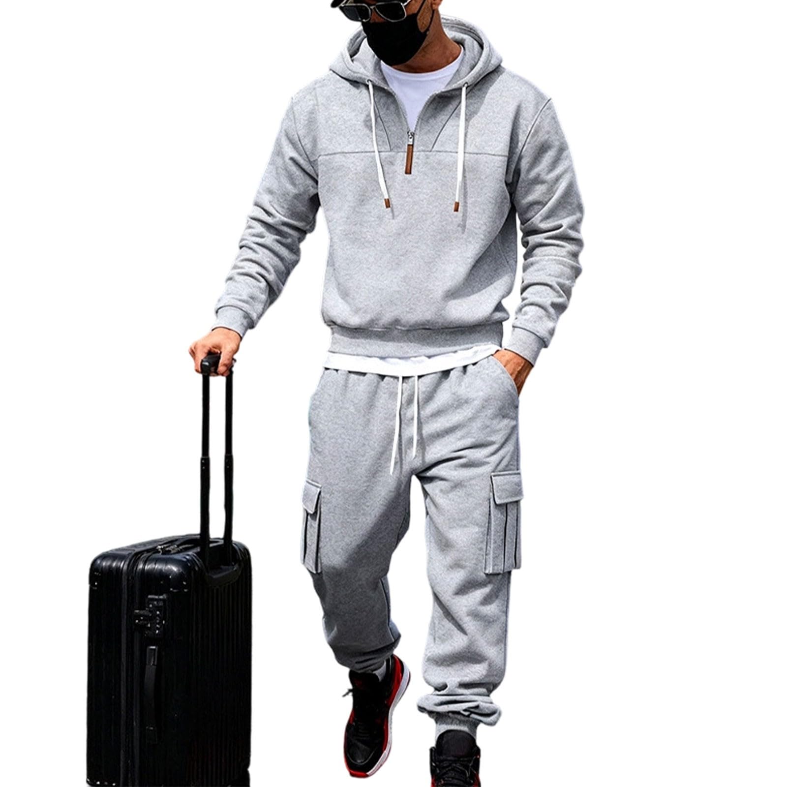 Co Ord - Chándal con media cremallera para hombre, con forro polar