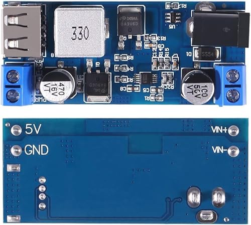 RUNCCI-YUN DC 9V 12V 24V auf DC 5V 5A Step Down Converter, 9-36V Step Down zu USB 5V Transformator Dual Output Spannungsreglerplatine [2 Pack]