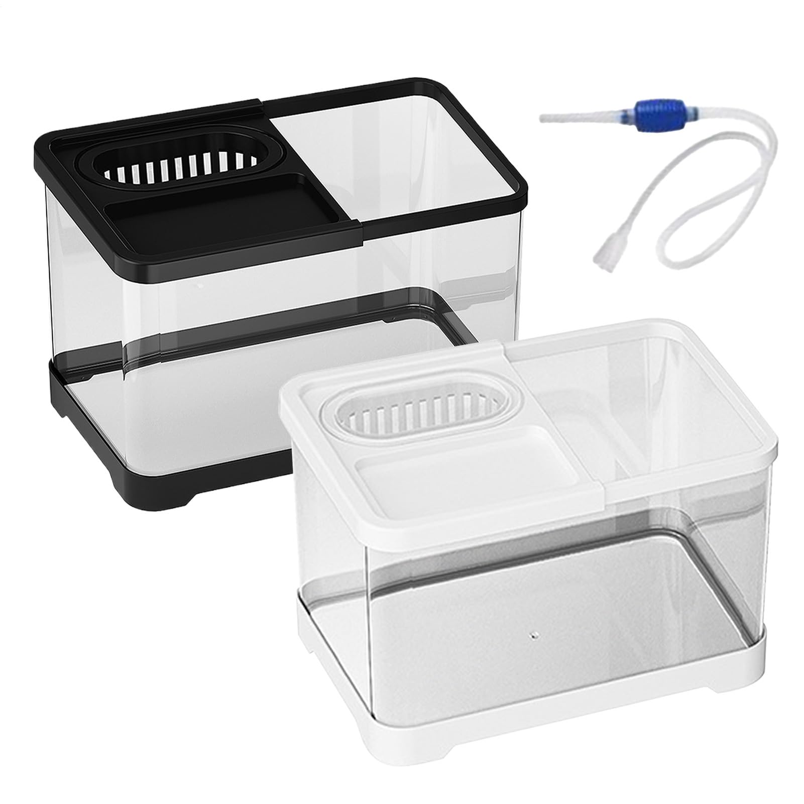 Betta Fish Aquariums, małe zestawy startowe do zbiorników, przezroczyste miski krajobrazu z gniazdem do picia, dekoracyjne wzornictwo, łatwe ustawianie akwarium, 1 sztuka, przezroczysty, do żółwi