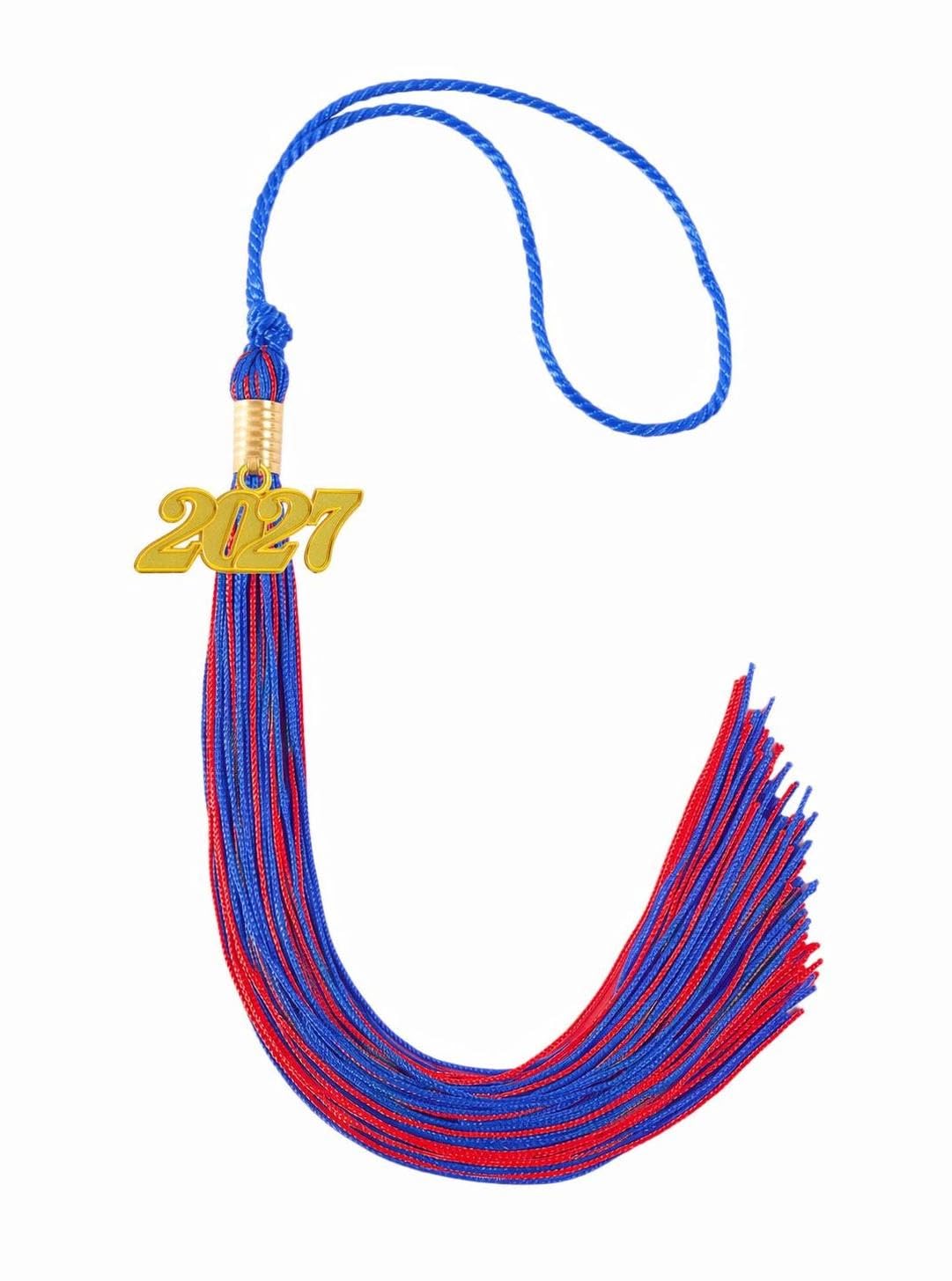 Blue and Red Graduation Tassel 2027 for Grad Cap