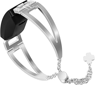 aczer-Y Fitbit Inspire HR Band Metal Accessories Small Large, Stainless Steel Replacement Band with Folding Clasp Strap for Fitbit Inspire HR Smart Watch Bands Wristband Women Men (d-Sliver)