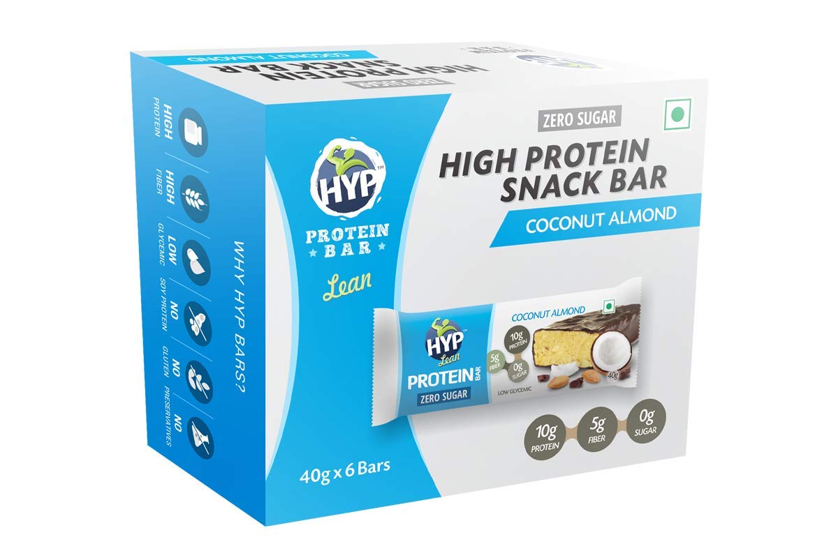 HYP Lean Sugar Free Protein Bar, Coconut Almond (6x40g) 10 g Protein