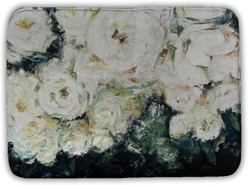 Begin Home Decor 5930-2417-FL368 17 x 24 in. Contemporary Botanical White Bath Mat - Garden Roses Decor