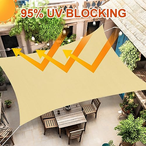 Image of Amagenix Sun Shade Sails Canopy, Beige Outdoor Shade Canopy 8'x 15' UV Block Sunshades for Patio Garden Backyard,CYHSR0815H0