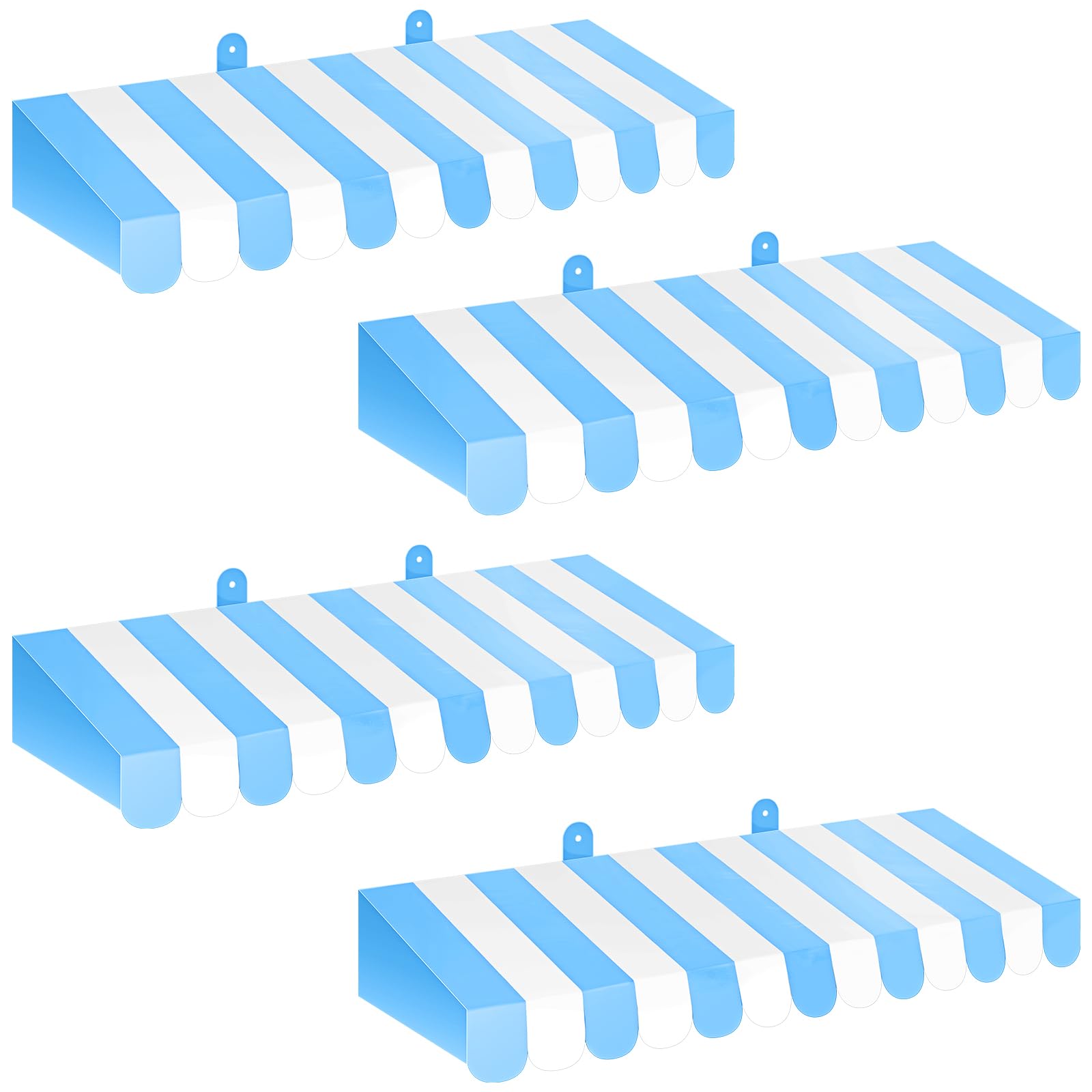 Boao 4 Pcs 3D Cardboard Awning Decor,Blue and White,Striped Style