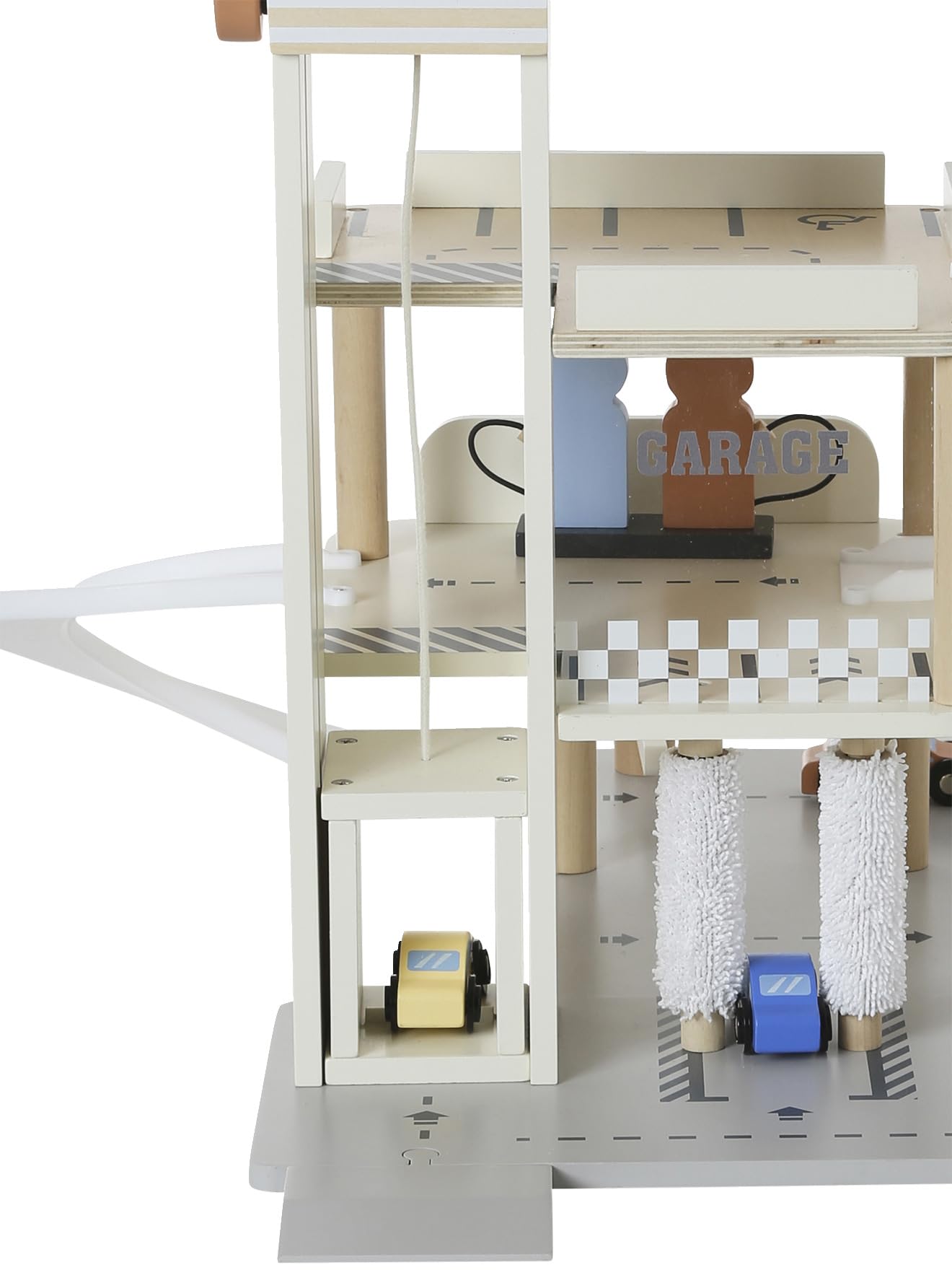 VERTBAUDET Garage 3 Niveaux avec Ascenseur en Bois FSC® Blanc TU | Jouet pour enfant garage en bois 3 niveaux ascenseur toboggan station essence aire de lavage 3 voitures dès 3 ans