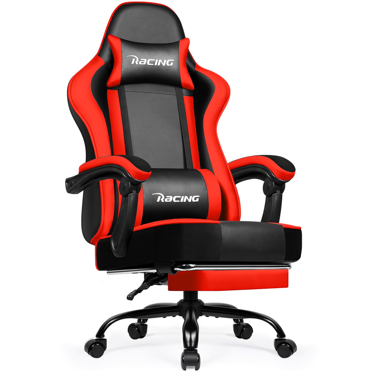 minnouat Gaming Stuhl Ergonomischer mit Fußstütze, Gamer Stuhl 150 kg Belastbarkeit, Gaming Chair Bürostuhl aus Kunstleder