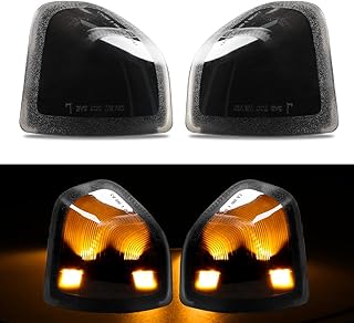 LED Side Mirror Turn Signal Light Left & Right Rear View Mirror Lamps Smoked Cover Lens for 68302828AA 68302829AA Compatible with 2010-2018 Dodge Ram 1500 2500 3500 4500 5500, Pack of 2