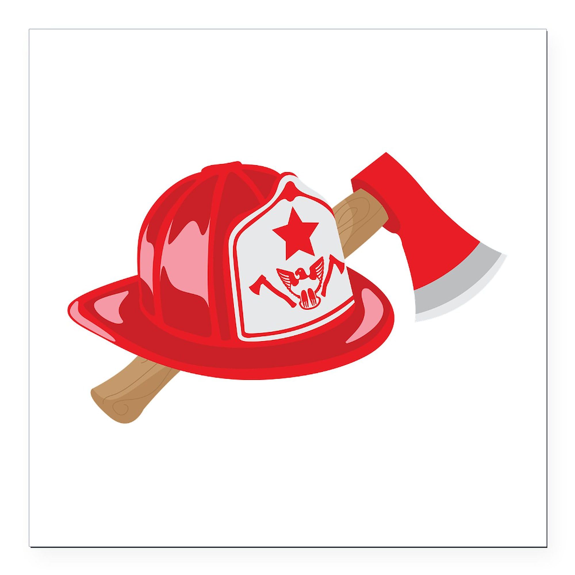 CafePressFire Helmet Axe Square Car Magnet 3 X 3 Square Car Magnet, Magnetic Bumper Display