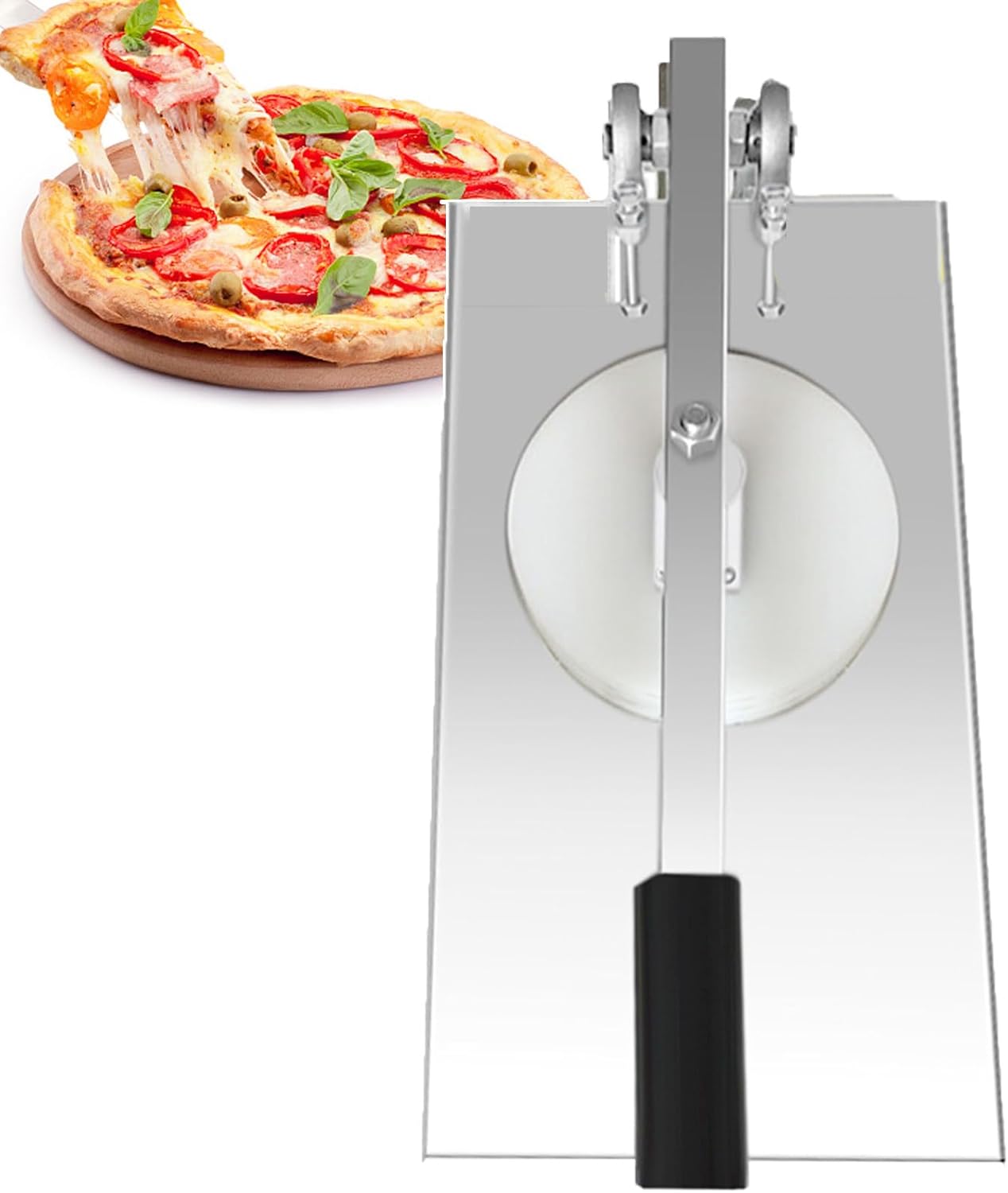 Stainless Steel Pizza Dough Press Machine with Extension Rod for Commercial or Family Use - 12-18cm Manual Kitchen Tool for Perfect Pizza Crusts, Dough Crusts, Bread Crusts,18CM