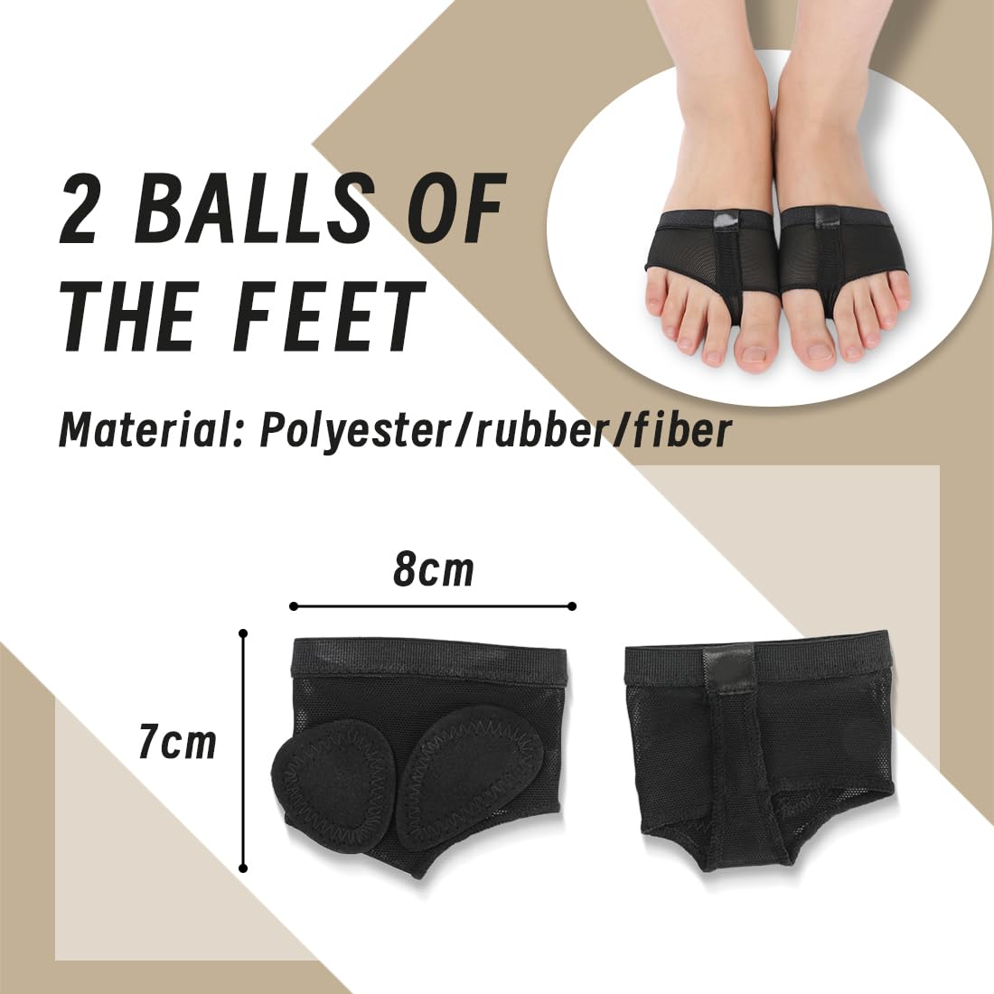 Almohadillas Antideslizantes para Baile, Protección Pies Ballet Punta Transpirables, 2 Pares