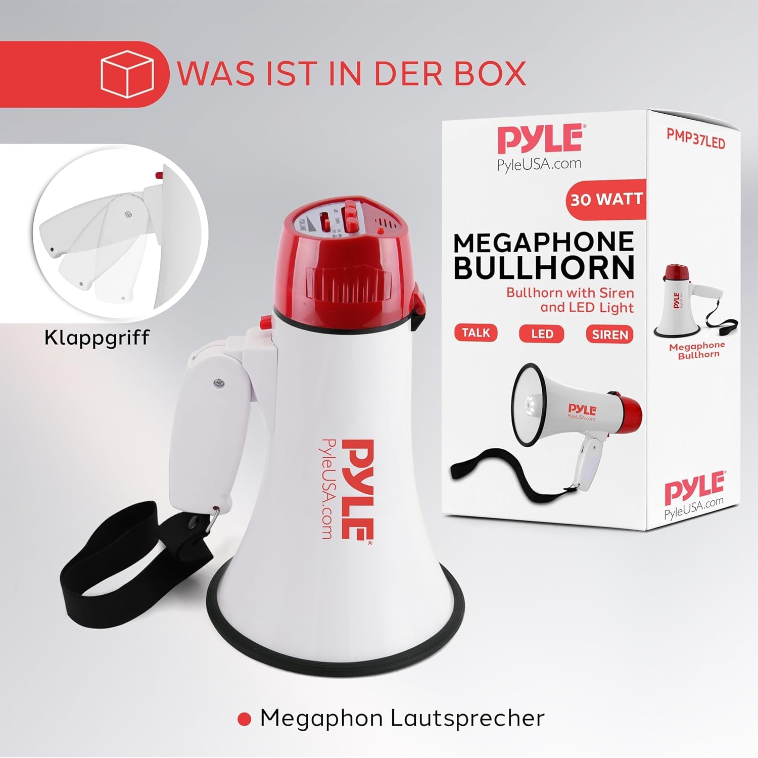 Pyle Megaphone Rechargeable Bull Horn Loud PA Speaker with 30W Power and Adjustable Volume Control, 800 Yard Range, Lightweight Portable Design, Ideal for Outdoor Sports, Cheerleading and Coaches - Image 7