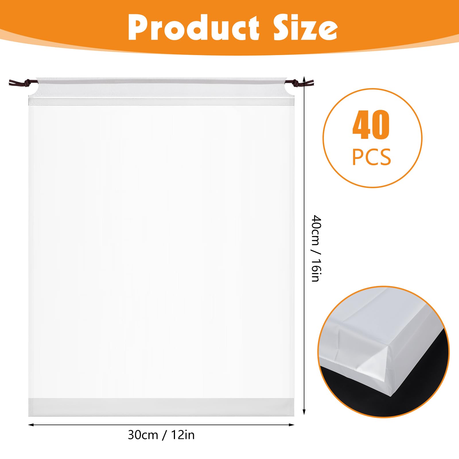 40 PCS Shoe Bags for Travel 40 X 30 cm Large Clear Travel Storage Bag Vacation Essentials Cruise Essentials Portable Drawstring Packing for Clothes Toys Shoes and Socks Storage - Image 2