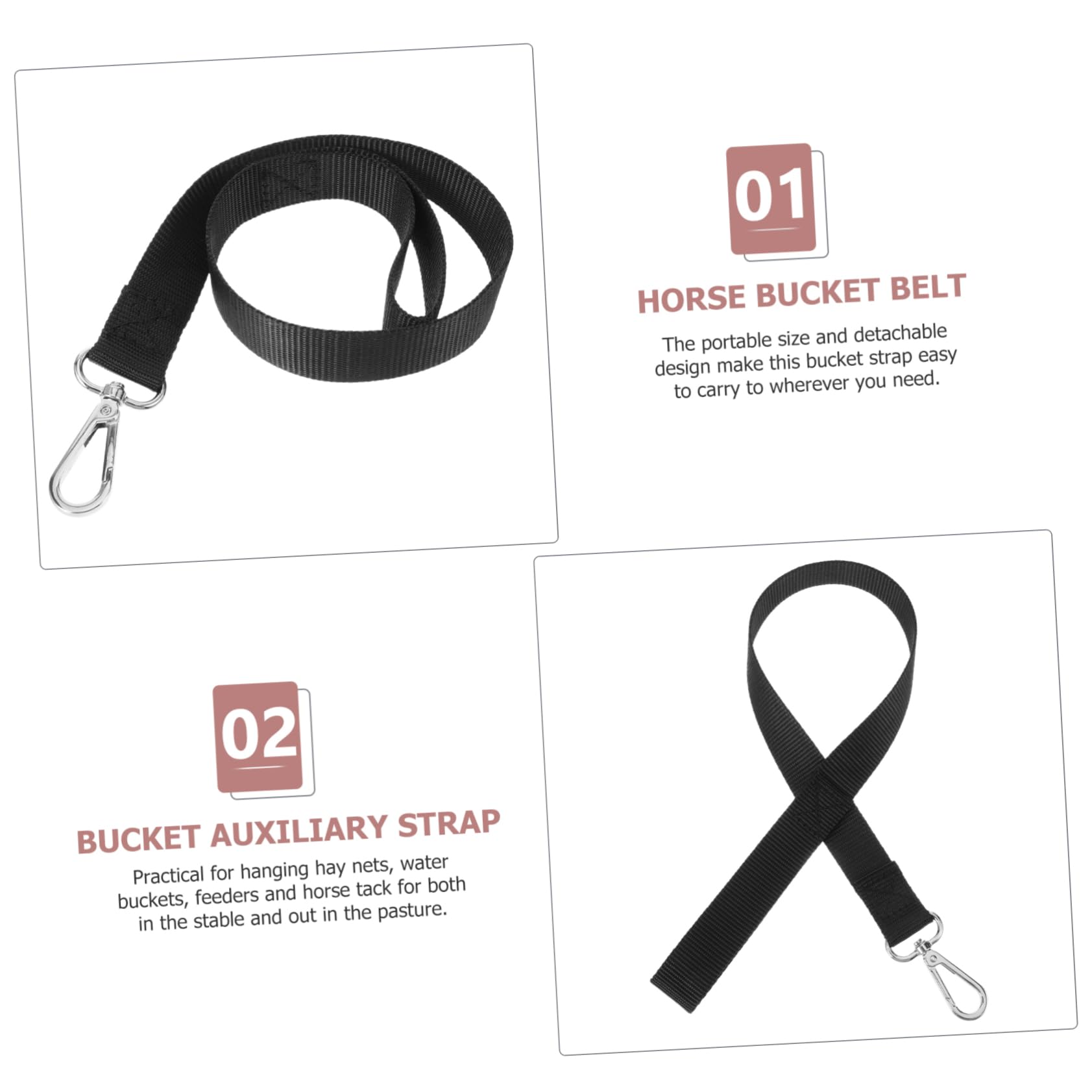 BESTonZON Adjustable Bucket Strap for Horses Durable Water Bucket Hanger Strap Convenient Feeding for Stall Pasture Trailer Easy to Use Portable Design