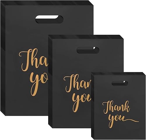 Miniatura 9 de HIMOMO Mini bolsas de agradecimiento, 300 bolsas de agradecimiento de plástico de 3 tamaños, bolsas gruesas para pequeñas empresas, bolsas de