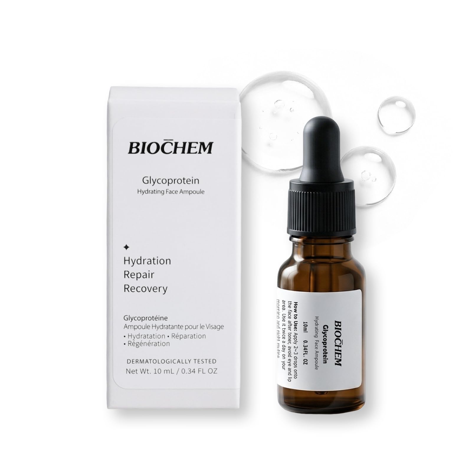 BIOCHEM Glycoprotein Hydrating Serum, 0.34floz/10 mL, Travel Size Amouple Deep Hydration(Mini)