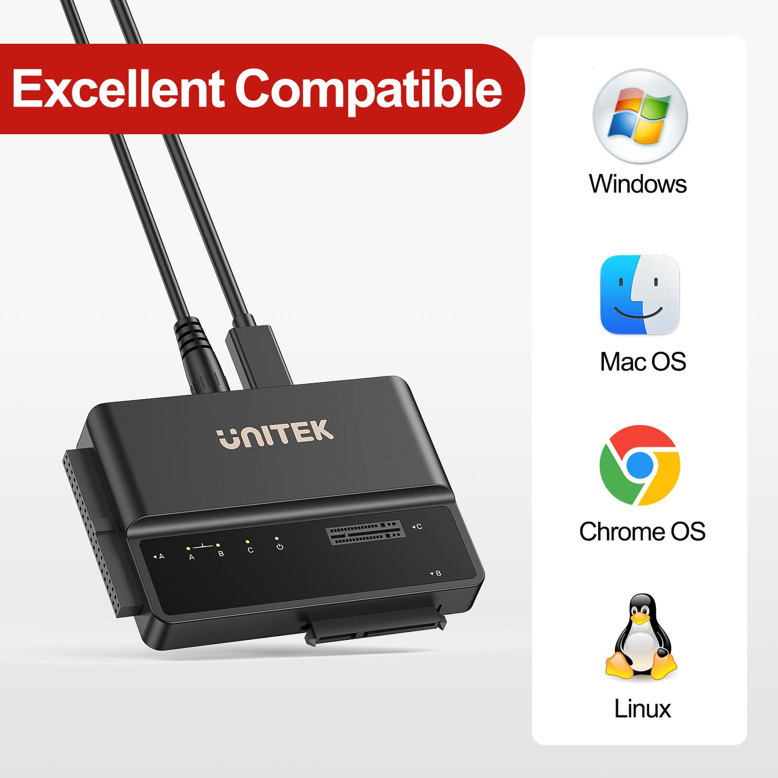 Unitek Boîtier IDE M2 NVME SATA, 3-en-1 Portable sans Outil 10Gbps PCIe3.1a M.2 SATA3.1 IDE100 Adaptateur Externe USB 3.2 Lecteur de Disque Dur USB 3.2 NVME SSD 2,5 " / 3,5 " SATA ID