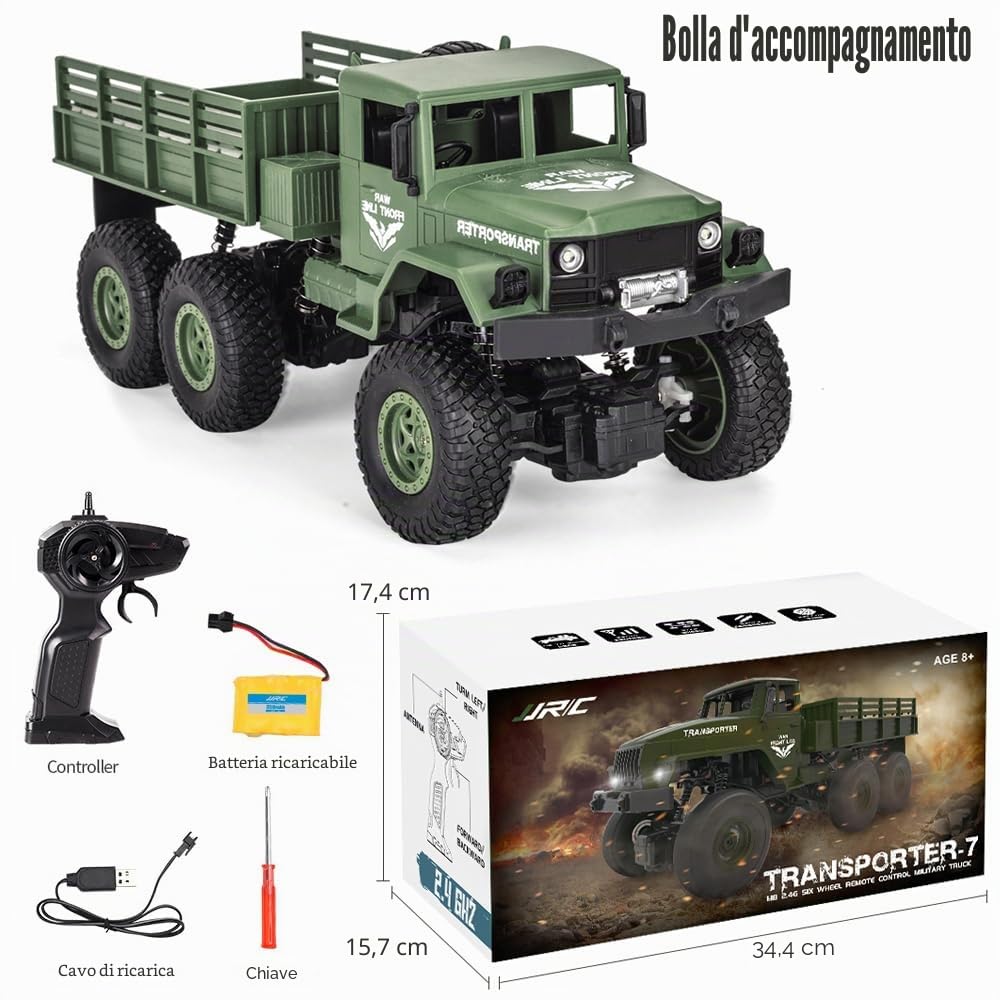 OBEST Military RC Truck,2.4 GHz Fuoristrada Radiocomandata 4WD Truck per Adulti Bambini Ragazzi