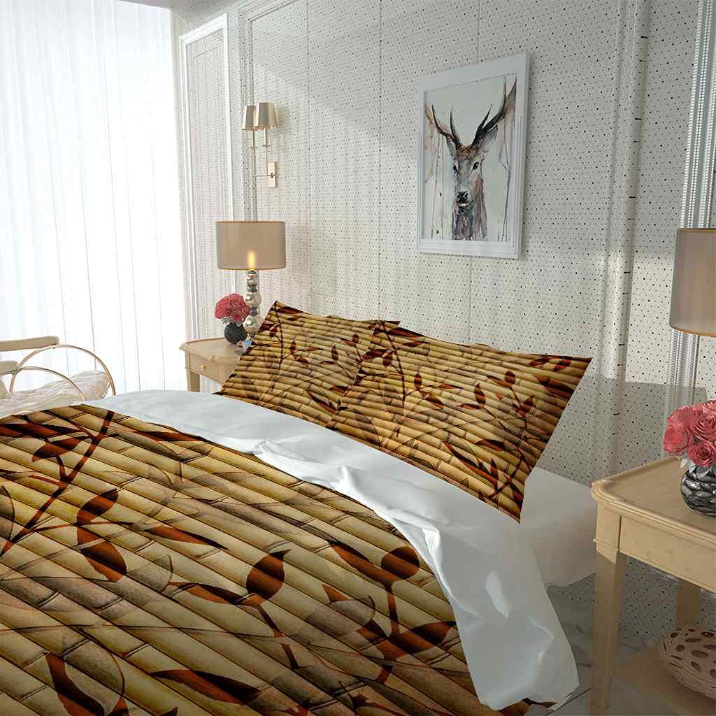 Housse De Couette 140X200Cm Champ De Riz Jaune D'Or Microfibre Parure De Lit 1 Personne + 1 Taie