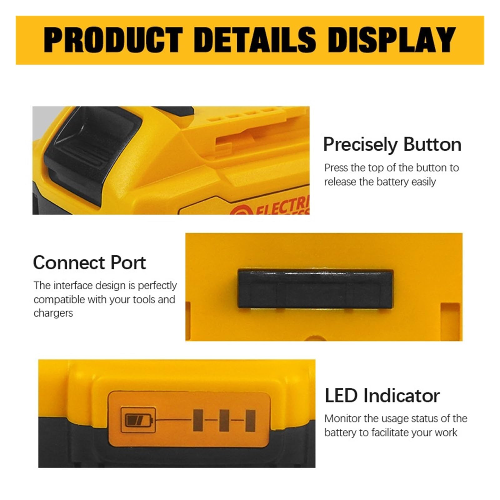 Batteria al litio Electric Goddess 20V 5.0ah, compatibile con la batteria al litio ricaricabile for elettroutensili Dewalt.(2 Battery,EU_20V)