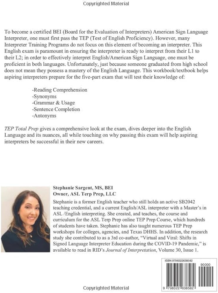 TEP Total Prep : Prep LLC, ASL Terp, Sargent MS, Stephanie: Amazon