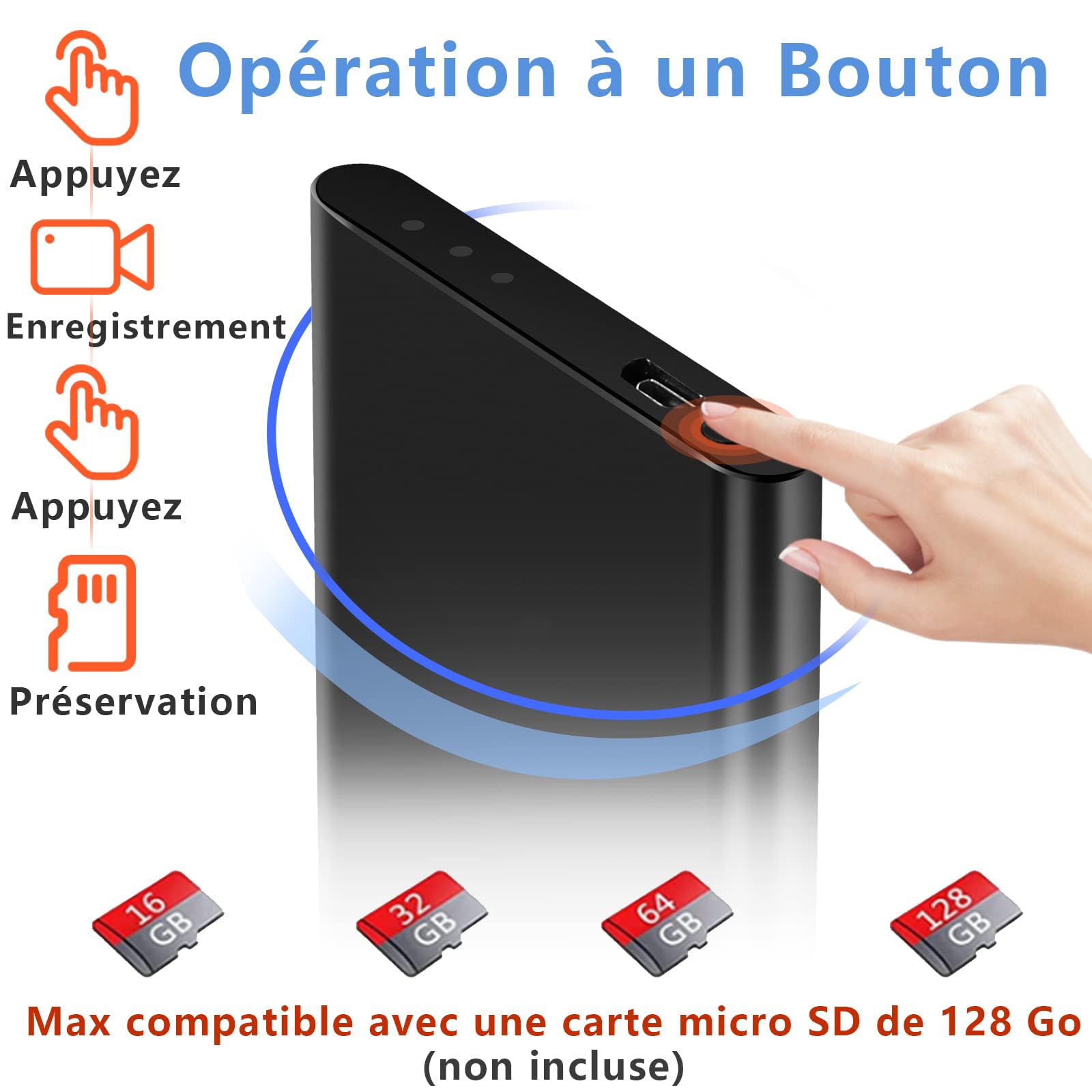 TANGMI Caméra Espion Capteur de Gravité 5000mAh 1080P