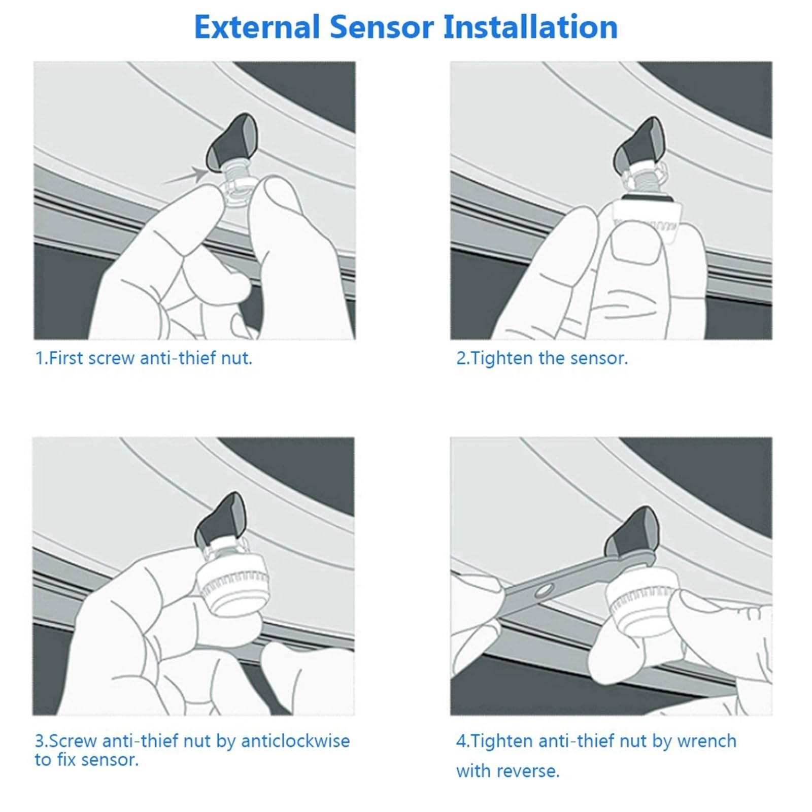 Sistema de Control de Presión Monitor de presión de neumáticos para Coche, monitoreo de presión de neumáticos TPMS Solar inalámbrico para Coche, Alarma con 6 sensores externos