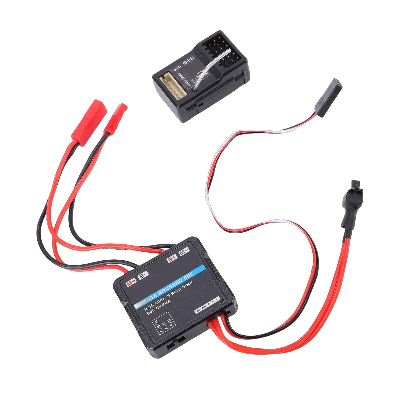 Nadajnik 2,4 GHz 6-kanałowy z odbiornikiem i 50 A ESC Zasięg sterowania 200 m Światła sygnalizacyjne Obsługa jedną ręką Sterowanie grupą połączonych świateł Zamiennik dla zdalnie