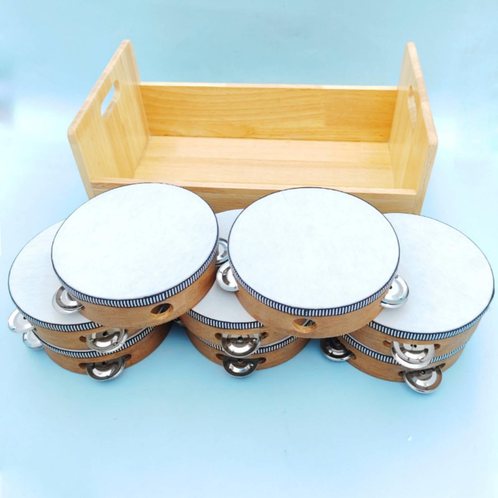 TISHITA Pandereta Infantil Pandereta Tamborín Percusión Infantil Instrumento Musical con Marco Redondo Ergonómico y Sonajas Metálicas Claras con Bandeja de