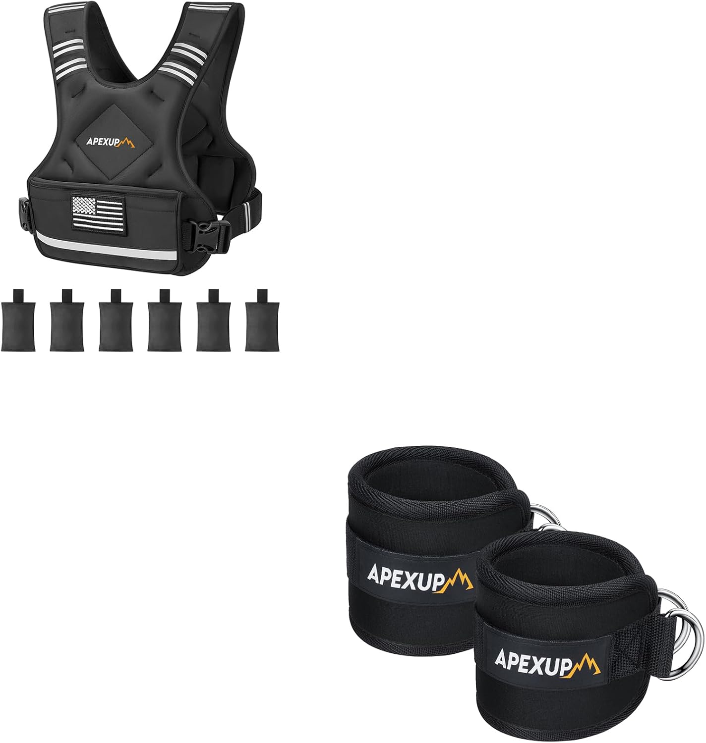 APEXUP Adjustable Weighted Vest(4-10lbs) + Ankle Strap for Cable Machine (Pair)