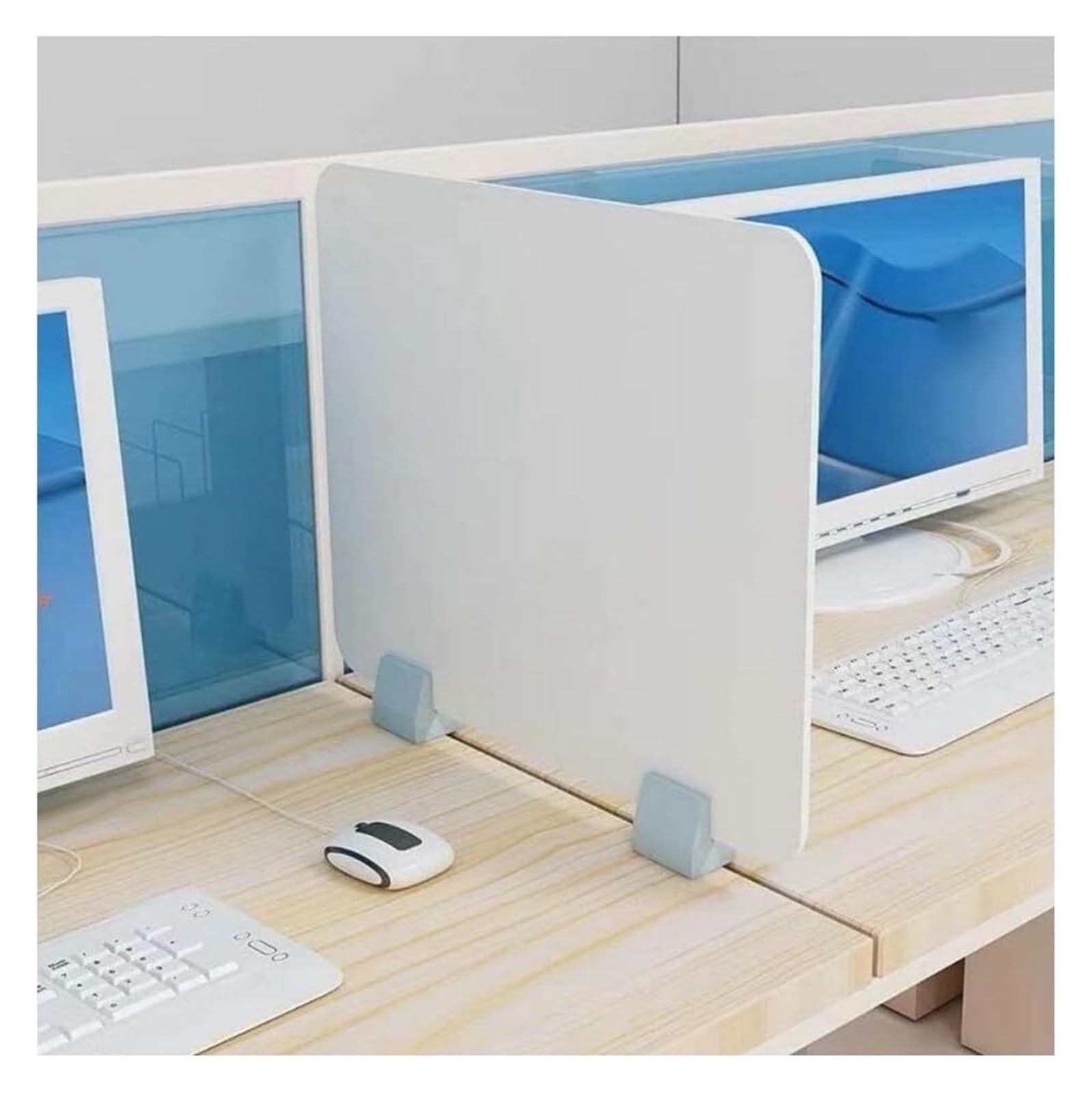 KLGFBDC Desk Divider Office Partition Panel with Clip Polyester Fiber White Multiple Sizes (40x40CM) - Enhance Privacy & nization Ideal for Workspaces