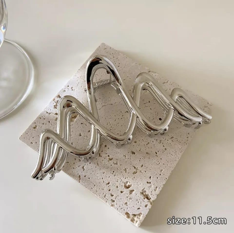 Image of Spiral Silver Clutcher For Women | Stylish Hair Claws For Girls | Trendy Alloy Metal Clips | Premium & Fashionable Girls Hairs Clutch /Accessories | Suitable In Various Occasions | Pack Of 1 |