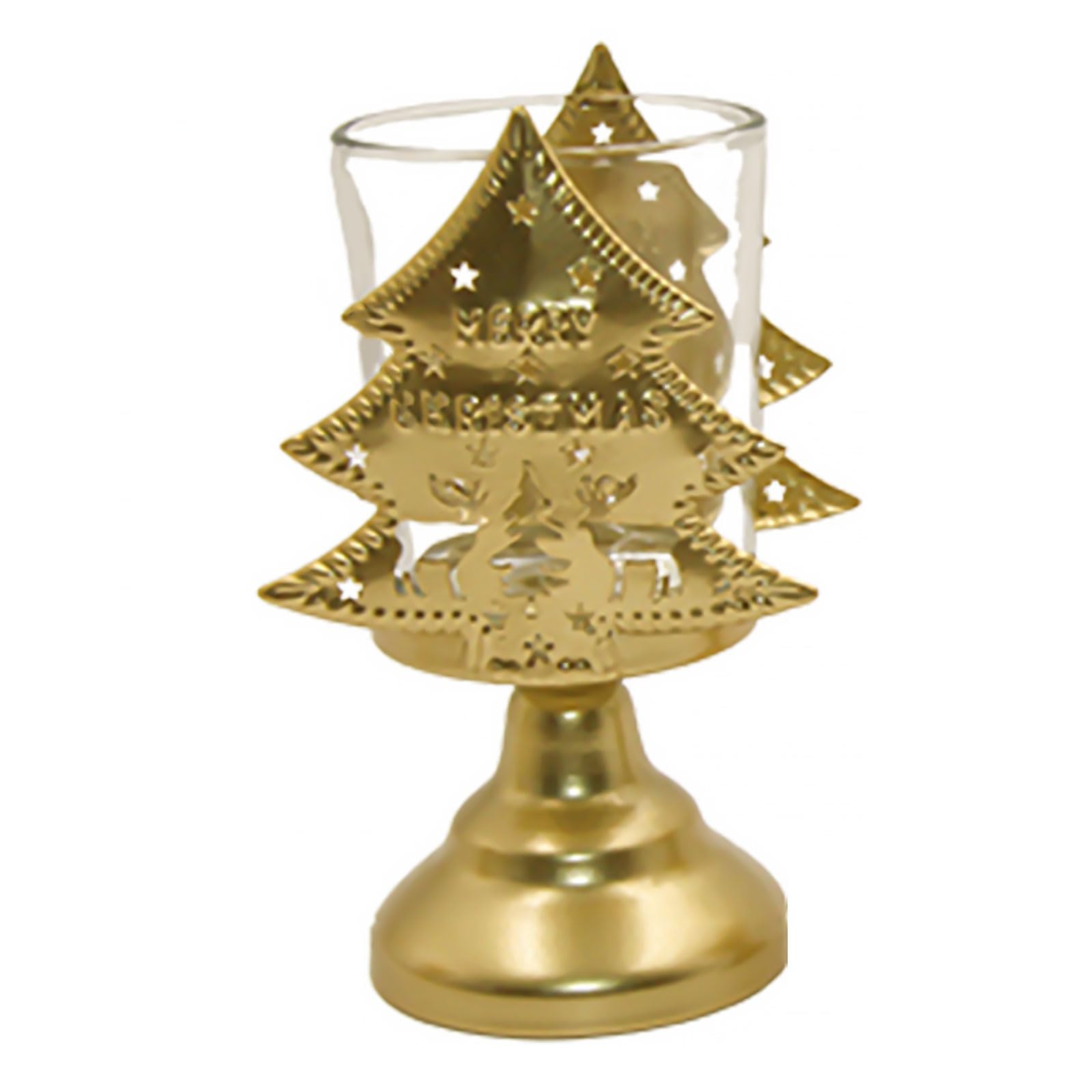 Metal Christmas Holder Desktop Decoration Candleholder Unique Pattern Candlestick Home Decoration Gold Metal Stand