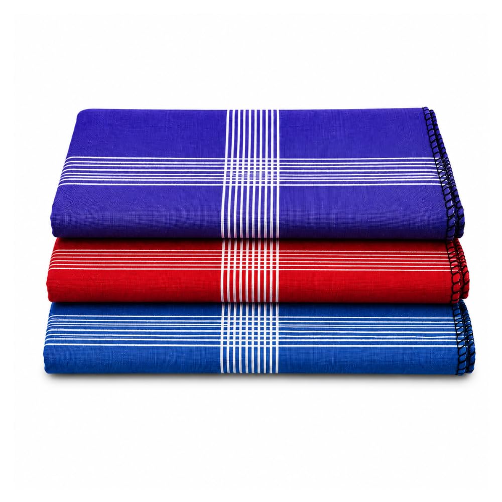 Premium Cotton Handkerchief for Men (Pack of 3) | 100% Pure Cotton Hanky | Soft Absorbent Washable Big Size Rumal | Reusable Breathable Formal Pocket Hand Kerchief for Men & Boys-image-27