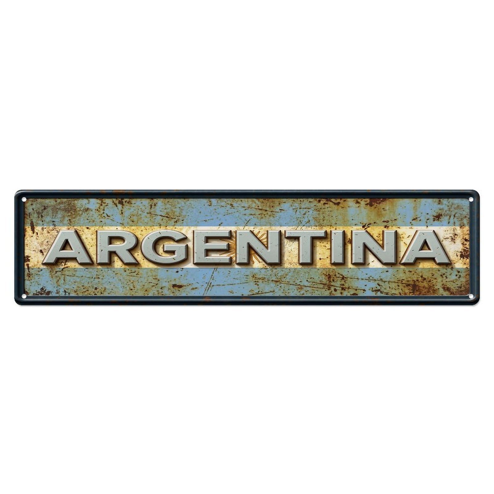 Olhnbad 4X16inch(10X40cm) Vintage Argentina Flag Pattern Metal Tin Sign