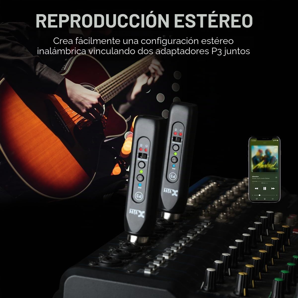 Xvive P3 Receptor Bluetooth para mesas de Mezcla o PA