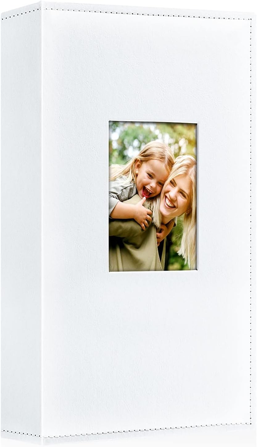 Ywlake Photo Album 4x6 300 Pockets, Leather Photo Albums Holds 300 Horizontal Only Pictures White