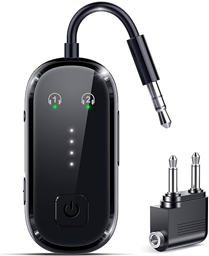 2026 Upgraded Pro Bluetooth 6.0 Transmitter Receiver|Bluetooth Adapter for TV/Airplane/Gym to Wireless Headphones/All Airpods,Dual Link AptX