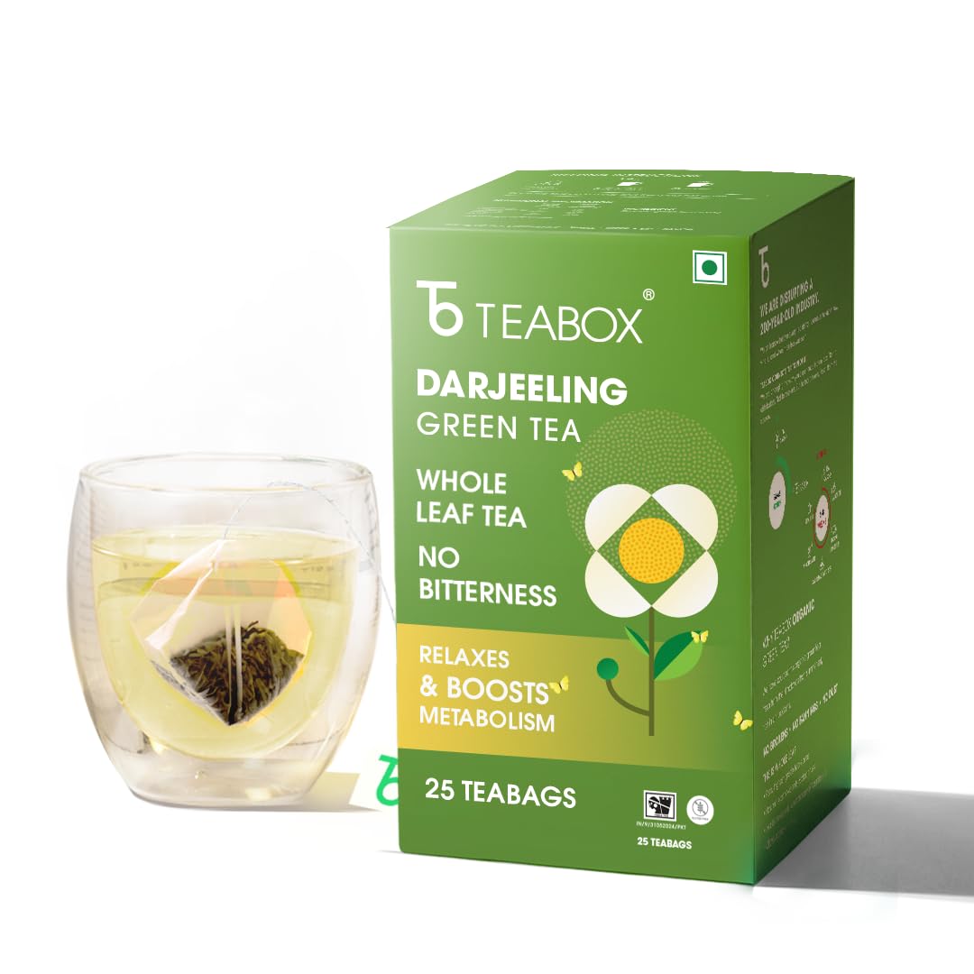 Teabox Darjeeling Green Tea | 25 Tea Bags with Whole Leaf Green Tea | Rich in Antioxidants | Smooth and Fresh Flavour | Low Caffeine 2