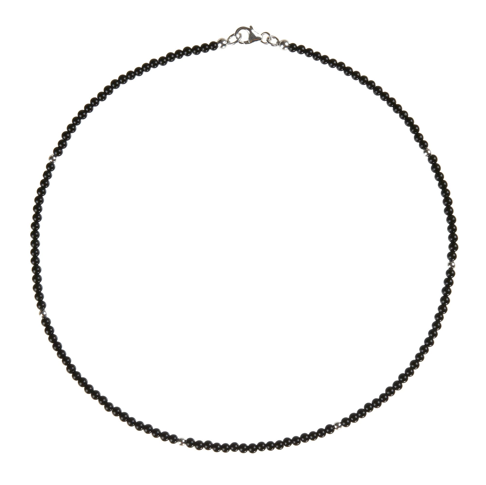 Turmalin Kette schwarz 925 Silber Schörlkette Steinkette