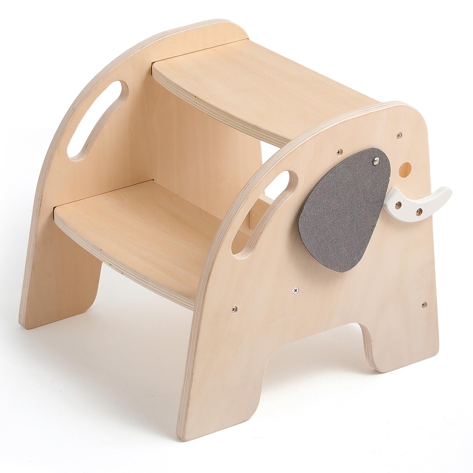 Tritthocker für Kinder Holz Lernturm Montessori Für Kinder Tritthocker 2 Stufen Baby Kleinkinderzimmer ab 2 Jahre Rutschfester Elefant Design Hocker Kinder Bad