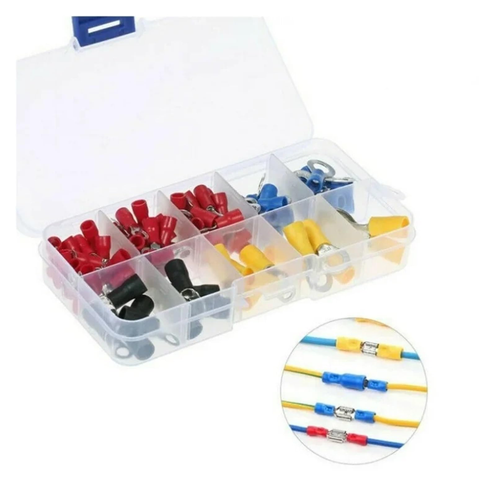 QMKADFQXF 102pcs Boxed Terminal Block RV1.25/2/3.5/5.5 Ring Terminal Electrical Crimping Connector Kit 10 Specifications