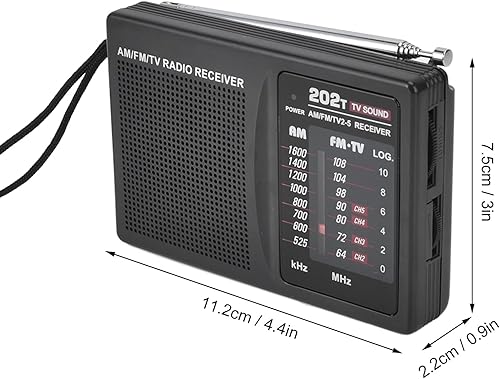 Miniatura 2 de Radio de audio R-202T - Radio portátil de banda AM/FM/TV para uso en interiores y exteriores con auriculares externos