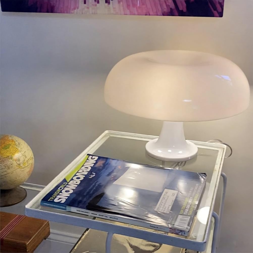 OOWOKS Pilz Tischlampe Weiß mit 4 Glühbirne LED Mushroom Lampe mit Kabel | 3000K/4000K/6000K, Nachttischlampe, Nachtlicht Deko, Moderne Schreibtischlampe für Wohnzimmer Schlafzimmer