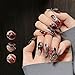 Eseres 30pcs Halloween Nail Charms - 3D Goth Punk Nail Art Charms with Black Red Rhinestones