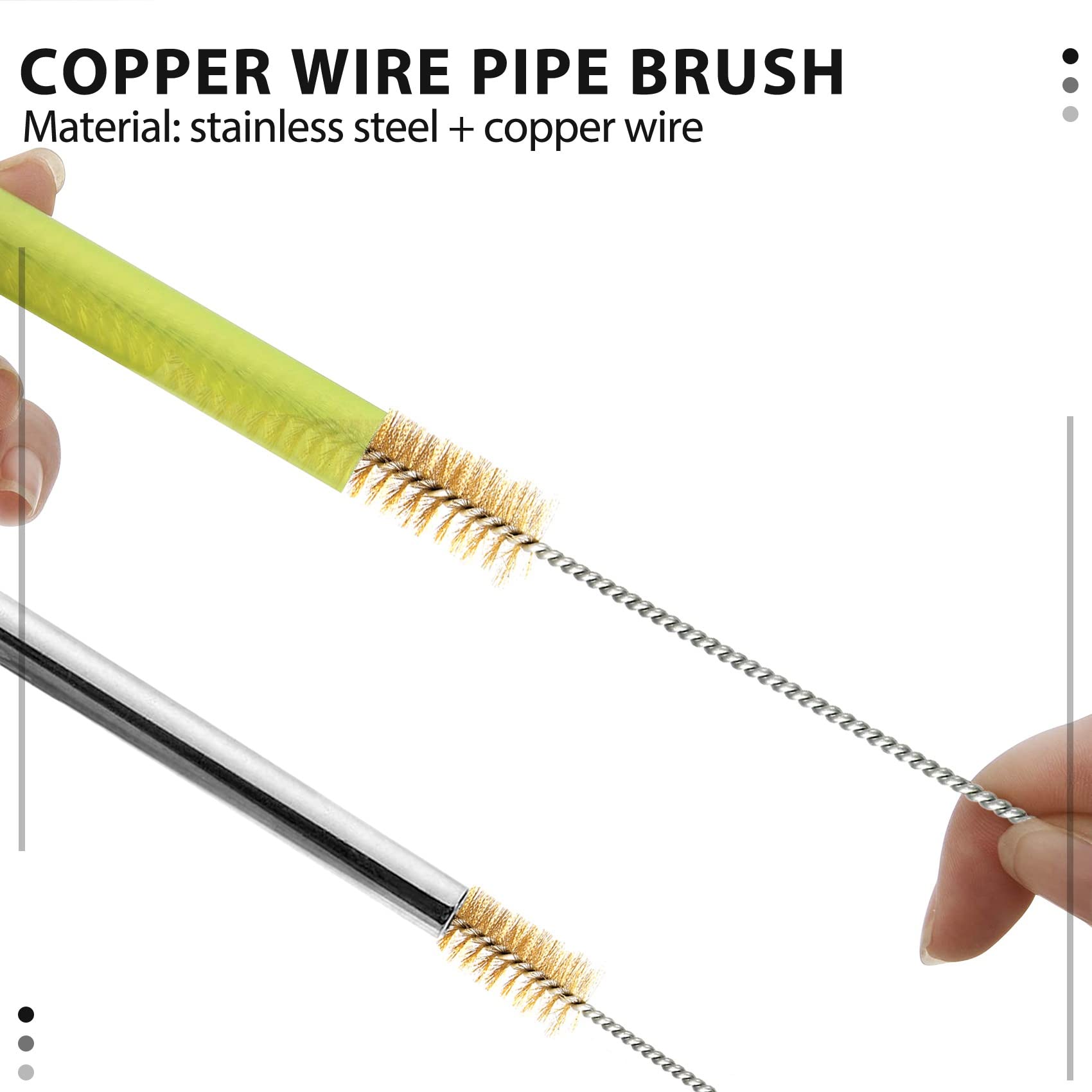 Kqcibz 6 Pcs Brass Tube Cleaning Brush Wire Brush Set Cleaning Polishing Tool Brass Wire Brush Set for Pipe Tube Cylinder Bores Cleaning Hand Tool