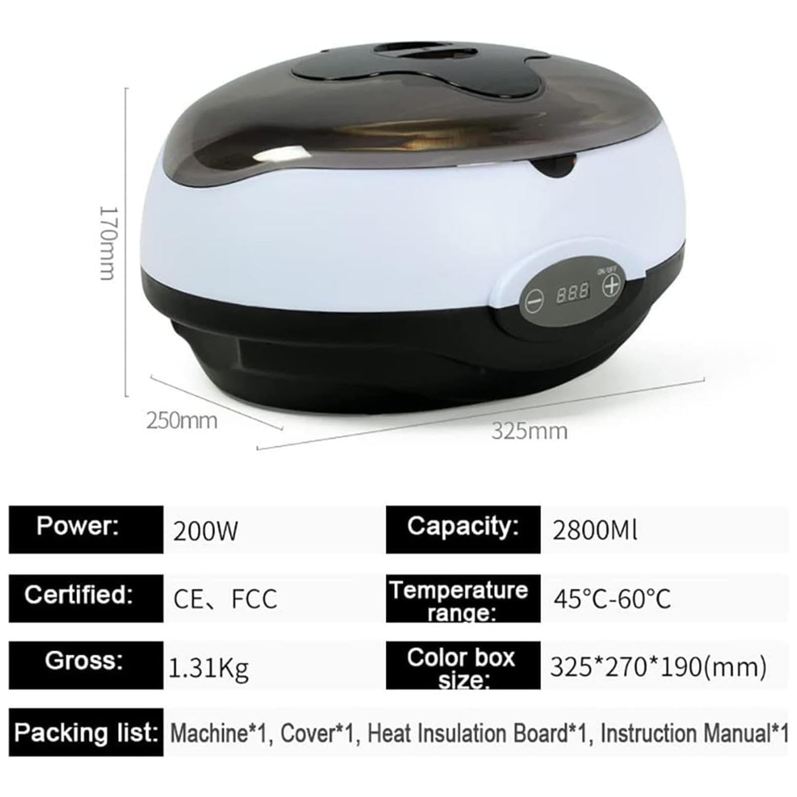 Macchina per Cera di Paraffina per Mani e Piedi, Bagno di Paraffina da 2800 Ml con Display della Temperatura Scaldacera per Paraffina per Spa Professionale e Salone di Bellezza per Uso