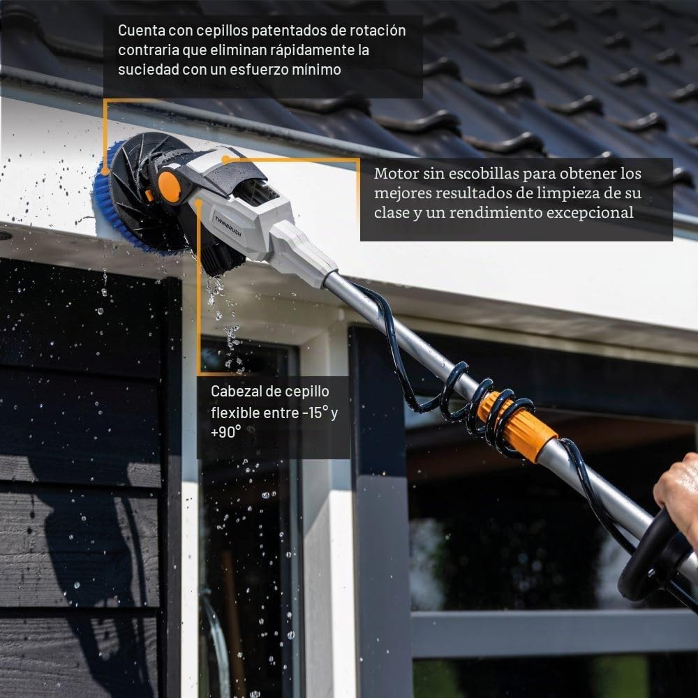 Brocha motorizada telescópica 18V sin cable Twin Brush - Batavia - - sin batería ni cargador