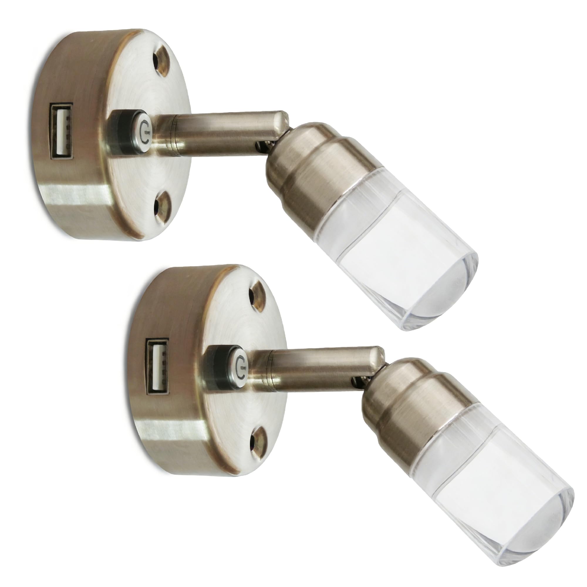 Luces de lectura para caravana de 12 V, luz interior para caravana con puerto USB, iluminación LED con cargador USB-C para mesita de noche de 2 W, 100 lm, 12 voltios, azul claro y blanco, 3000 K
