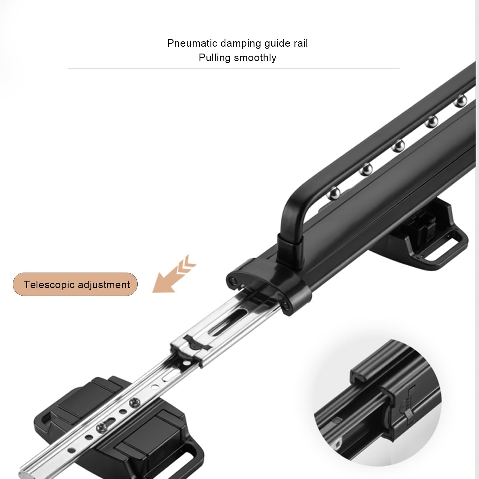 Appendiabiti estraibile scorrevole estensibile per armadio, multifunzione, con barra di smorzamento (40 cm) per un efficiente risparmio di spazio e un facile accesso